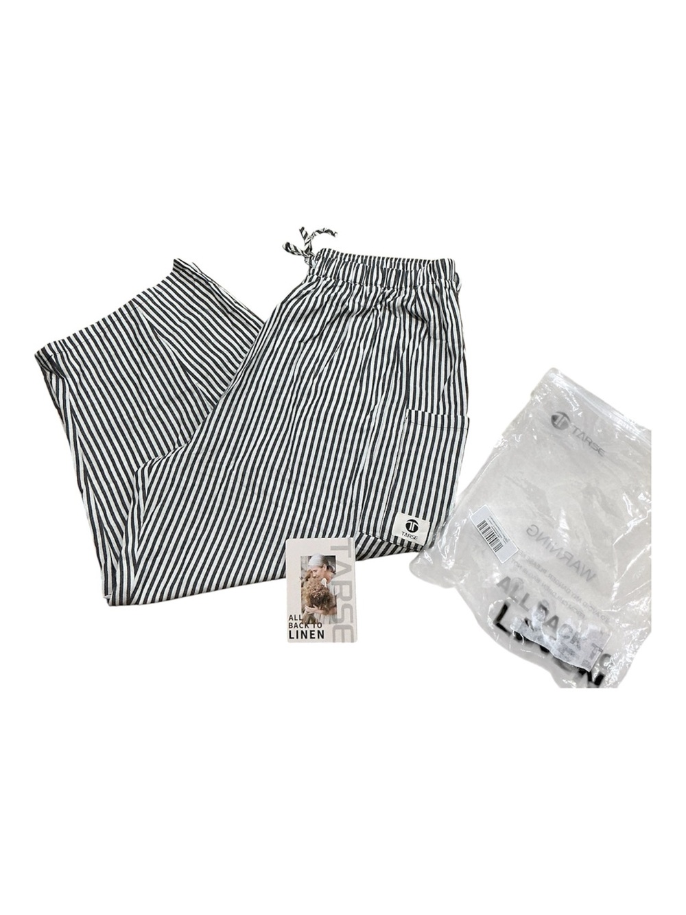 Tarse wide leg linen blend pants plus size XXL striped